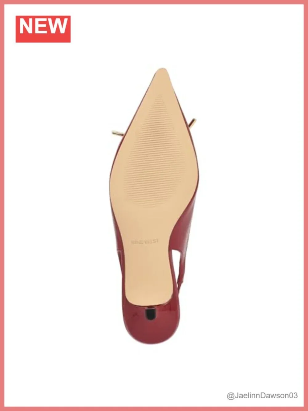 Nine West Anora Slingback Pointy Toe Faux Patent Leather Pumps Kitten Heel